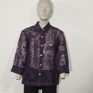 Vintage Mirasol Lavender Whimisigoth Sheer Blouse Siz M Boho